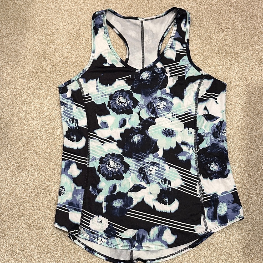FILA Womens Floral and Stripe Racerback Tank Top Size M